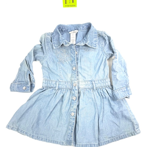 Guess Girls Size 2 Denim Chambray Shirt Dress with Rhinestone Buttons - Picture 2 of 12